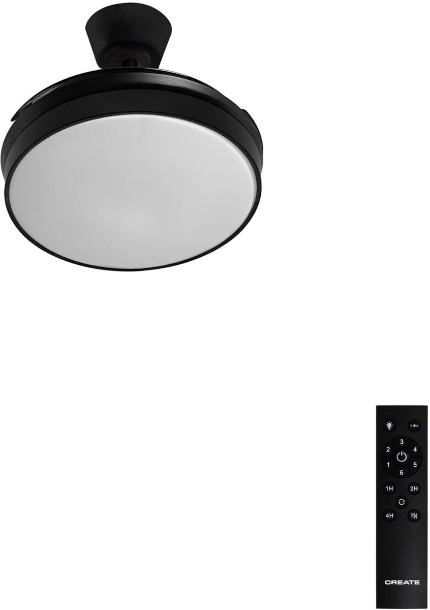 CREATE - Plafondventilator 40W stille intrekbare bladen Ø108cm met licht - Zwart - Afstandsbediening - WIND CLEAR — afbeelding 1