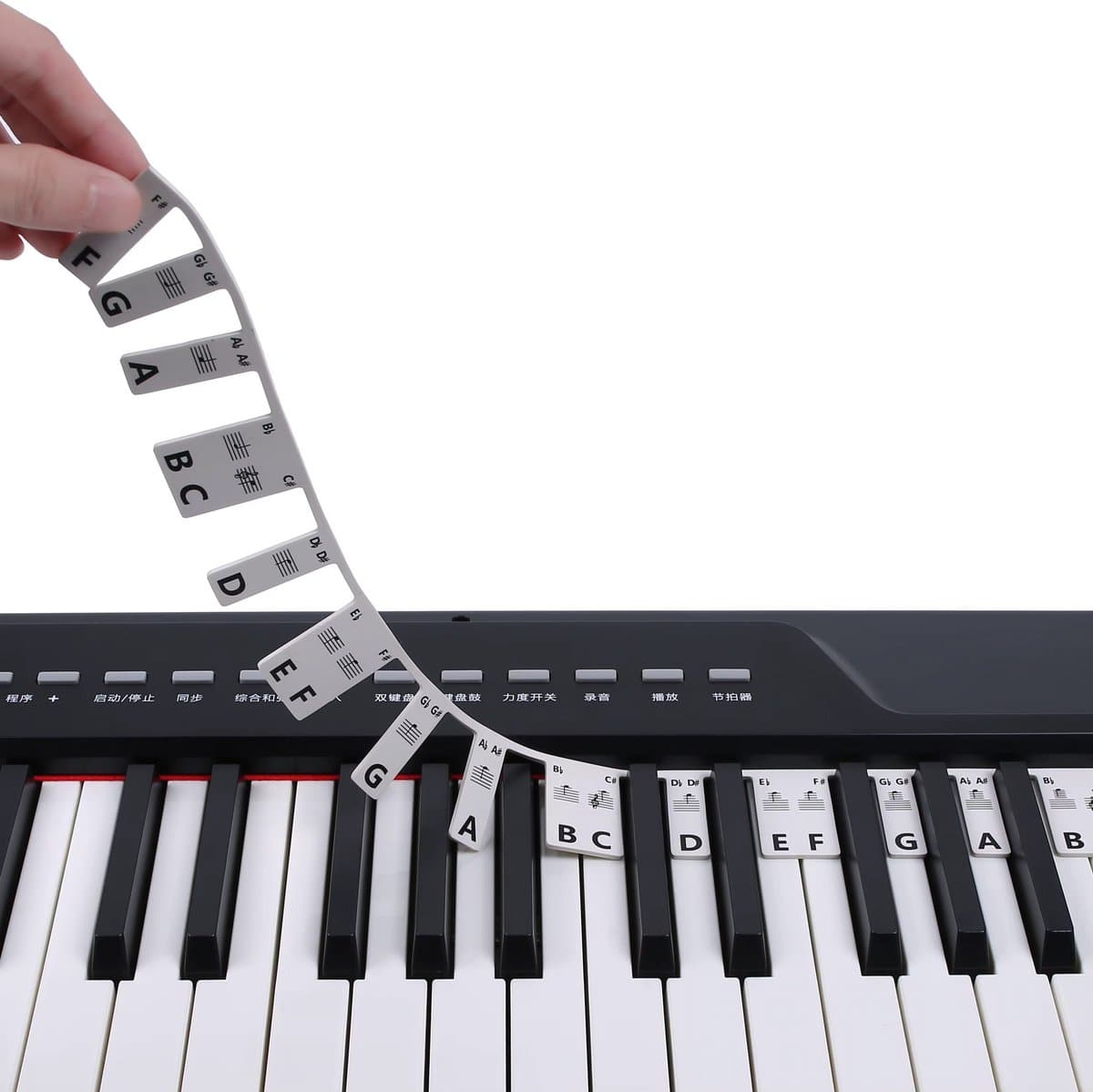 Siliconen Piano Stickers Afneembaar - 88 Toetsen - Keyboard Stickers - Herbruikbaar - Zwart — afbeelding 1