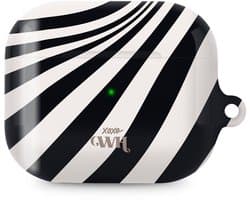 xoxo Wildhearts hoesje geschikt voor AirPods Pro - Optical Illusion - Ook als telefoonhoesje verkrijgbaar - schokbestendige case - koptelefoonhoes - Beschermhoes met met golvende print - golven - zwart / beige