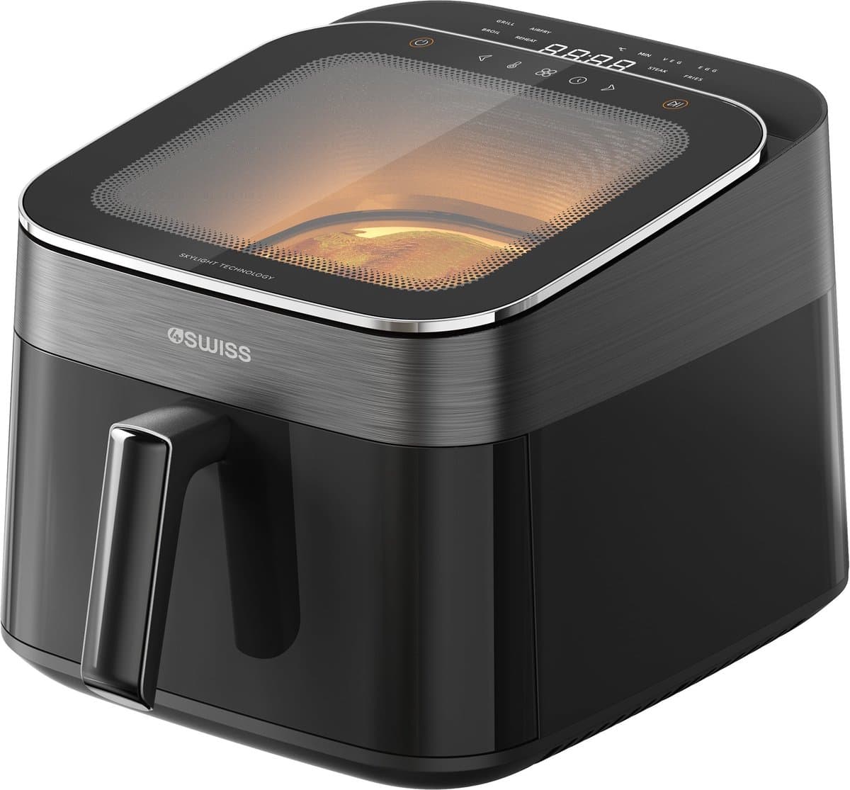 4Swiss ABB-025 SkylightView - Airfryer - 6.5L - 1700W - Glas - Touchscreen Display - Zwart — afbeelding 1