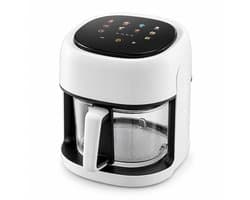 WiREO AirFry™ Airfryer met Glazen Bak - 4,5 Liter - Digitaal Bedieningspaneel - 10 Programma's - 1350W - Zwart/Wit