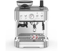 SanaVida - Espressomachine - Koffieapparaat Met Geïntegreerde Molen - Melkopschuimer - 15 Bar - 2,5L Watertank - Semi-automatisch