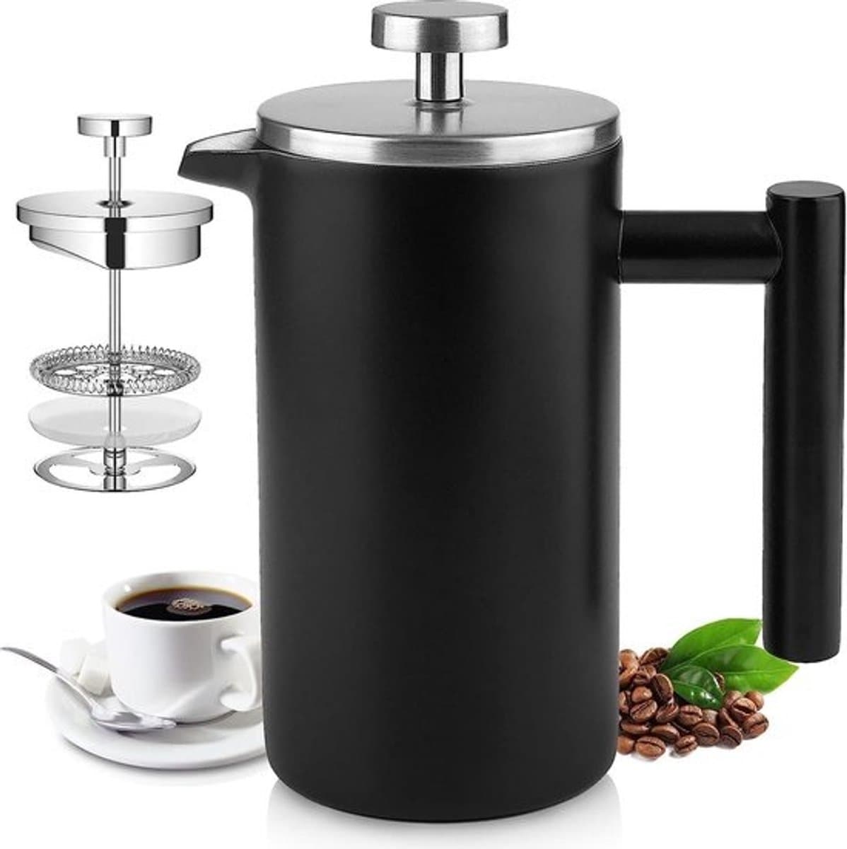 Groenenberg French Press van roestvrij staal (zwart, 1500ml) — afbeelding 1