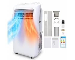 Mobiele Airco 12000 BTU – 4-in-1 Airconditioner met Koelen en Verwarmen – 24-uurs Timer – Tot 35 m² – A+