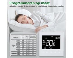 Intelligente zwarte thermostaat WG505 (16A), lcd-touchscreen voor elektrische vloerverwarming, dubbele sensor (vloer/vloer), programmeerbaar, geschikt voor vierkante doos, 86 mm