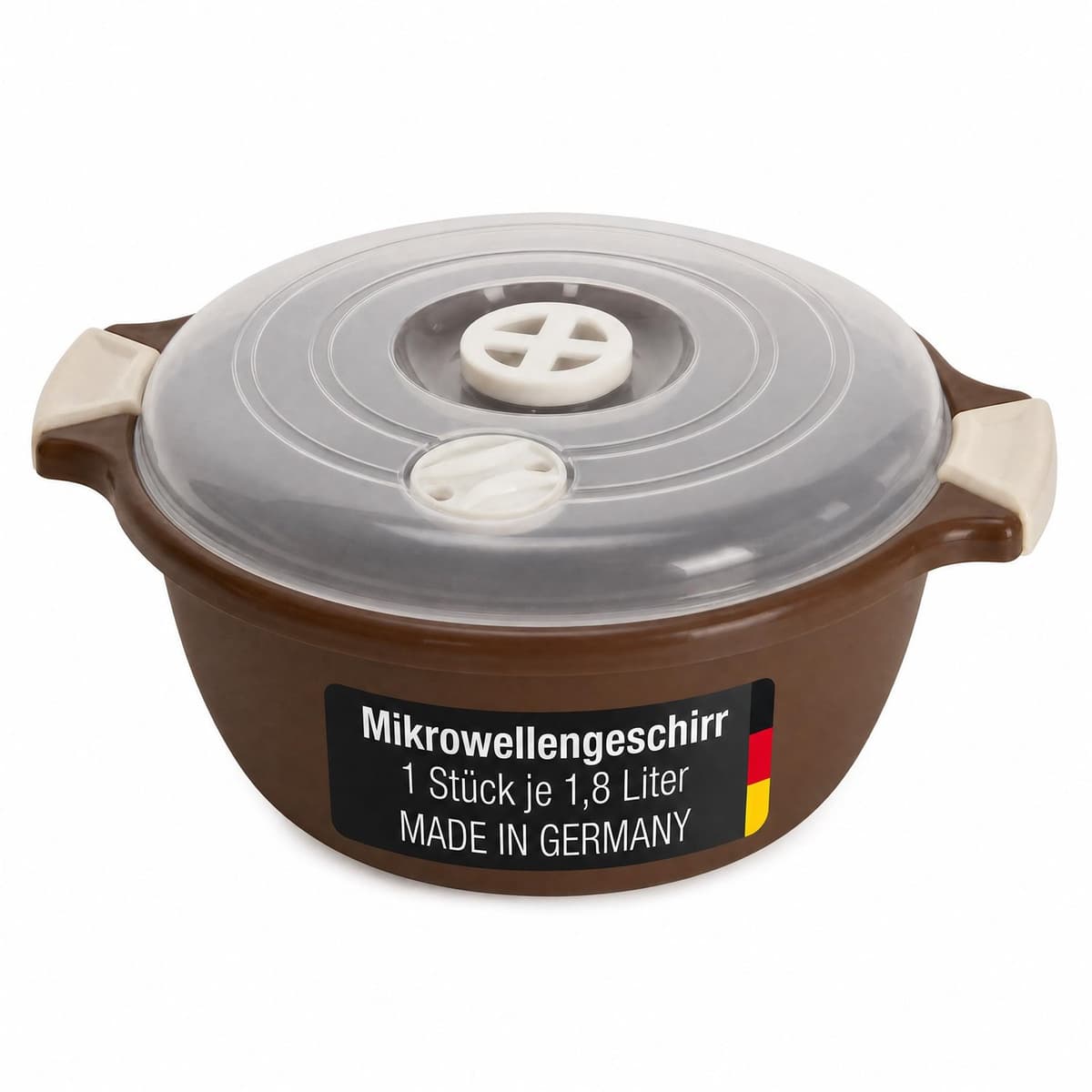 Magnetron Kom - 1,8 Liter Met Stoomventiel - Bruin — afbeelding 1