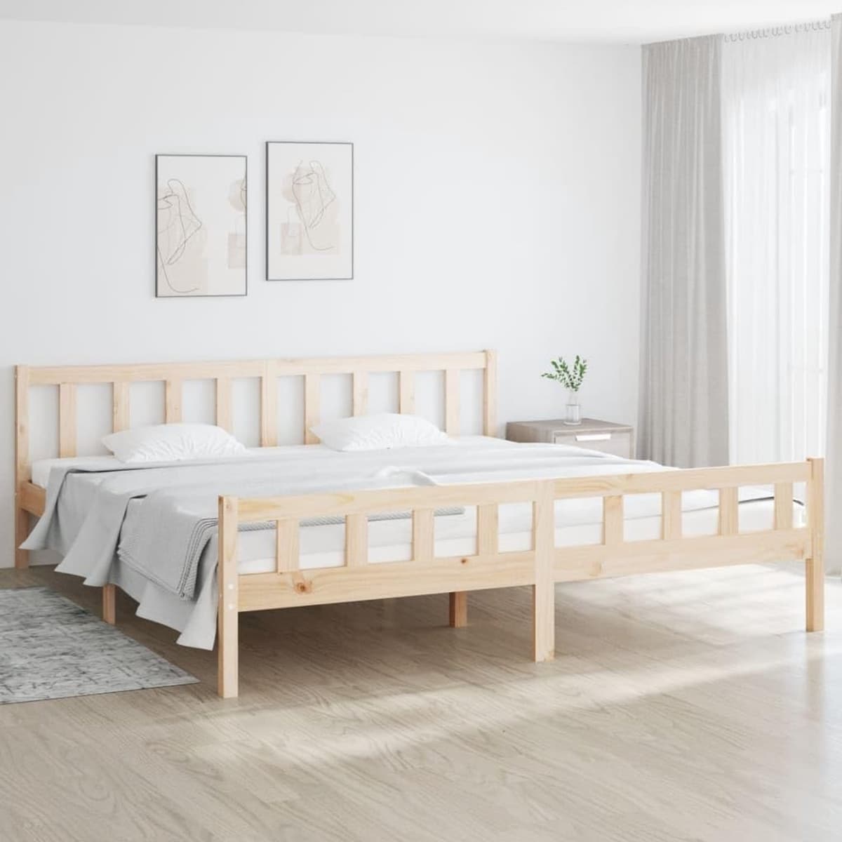 Bedframe familiebed palletbed massief houten bed 160x200 cm — afbeelding 1