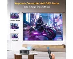 Xiwbsy - Beamer - Projector Beamer - Projector 4k - 1080P - Automatische focus - met WiFi 6 - 25000 Lumens - Buiten- en thuisprojector - Android 4K - Zwart