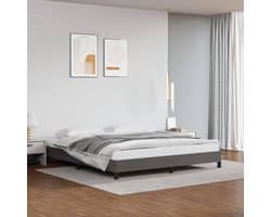 Bedframe, grijs, 160 x 200 cm, kunstleer, familiebed, hotelbedframe, bedframe voor slaapkamer, hotel, logeerkamer