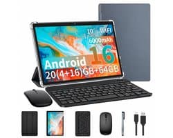 Tablet 10,1 Inch – Android 16 Tablet met 20GB RAM en 64GB Opslag – 6000mAh – WiFi – USB-C