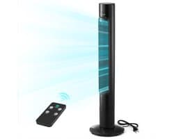 VEVOR 50W Torenventilator, 985 mm Kolomventilator met 3 Snelheden, 3 Standen, 7,5 Uur Timer, 50° Zwenkfunctie met Afstandsbediening, Stille Staande Ventilator voor Slaapkamer en Kantoor, Zwart