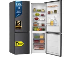 Heinner HCNF-HM293INVDGD Koel-vriescombinatie – 293 L – Total No Frost – Inverter Compressor – Energieklasse D – Instelbare Thermostaat – LED-verlichting – Antracietgrijs – 5 Jaar Garantie