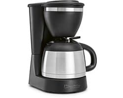 Barista Koffie & Techniek Koffiezetapparaat 830 watt - 1 l | compact filterkoffiezetapparaat voor gemalen koffie | Koffiezetapparaat voor 8 kopjes - met dubbelwandige roestvrijstalen thermoskan & permanentfilter