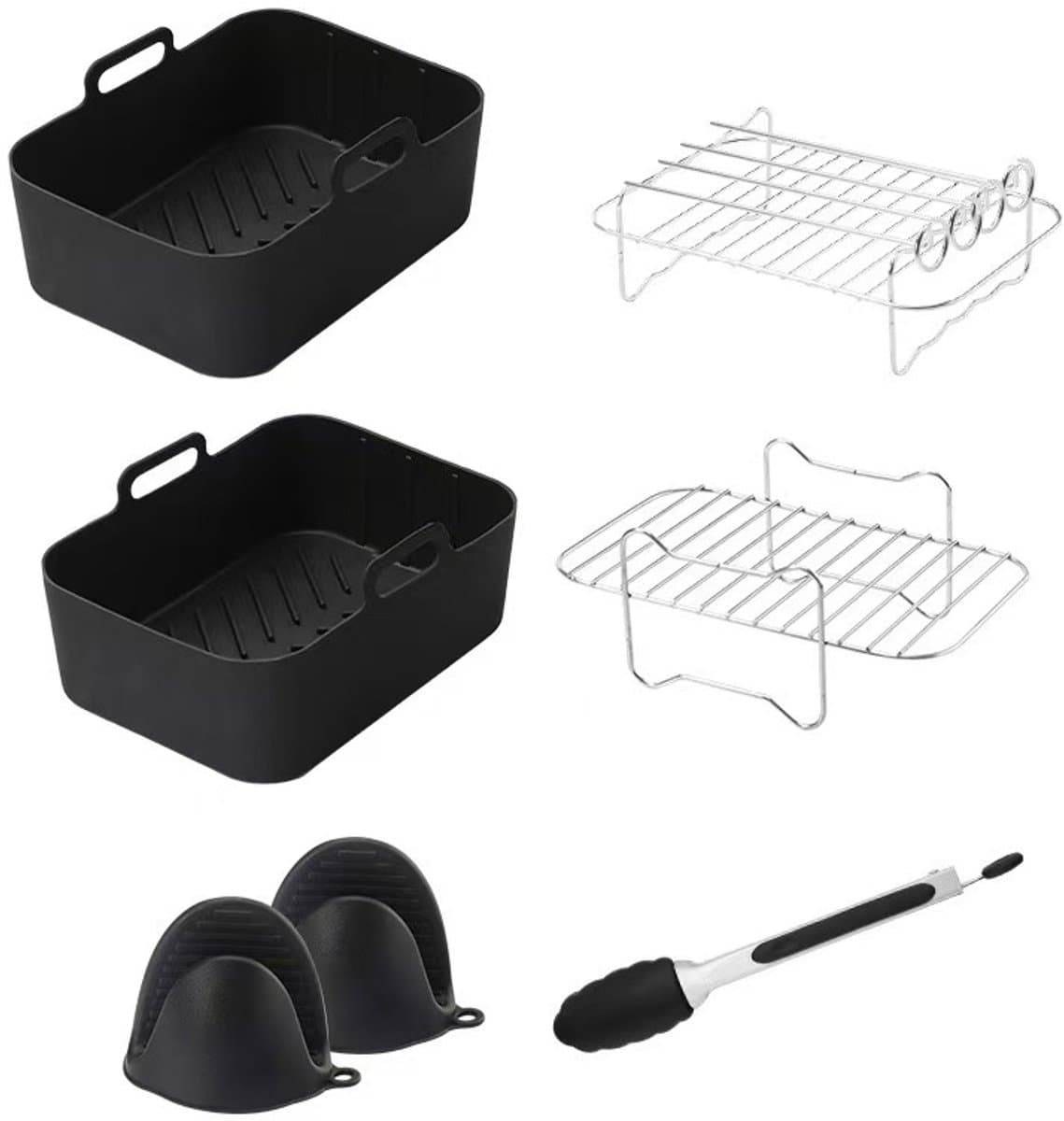 Daity 7-delige - Airfryer accessoires - Geschikt voor Ninja Airfryer Accessoires - Voor SL400EU - AF300EU - AF400EU - AF140EU - AF500EU - Rechthoekig — afbeelding 1
