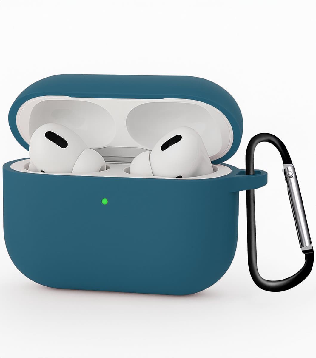 Hoesje - Geschikt voor Apple Airpods Pro 3 - met Clip - Siliconen Hoes - Silicone Case Cover - Donkerblauw — afbeelding 1