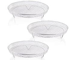3 Pack Universele Airfryer Accessoires - Ronde Grill en Stapelbare Grill Net