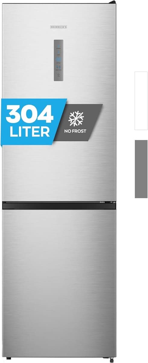 Heinrich´s HKS 3095 Koel- en vriescombinatie 304 liter - No Frost - XXL - koelvolume 207 l, vriesvak 97 l - stil 39 dB - energieklasse E - inox — afbeelding 1