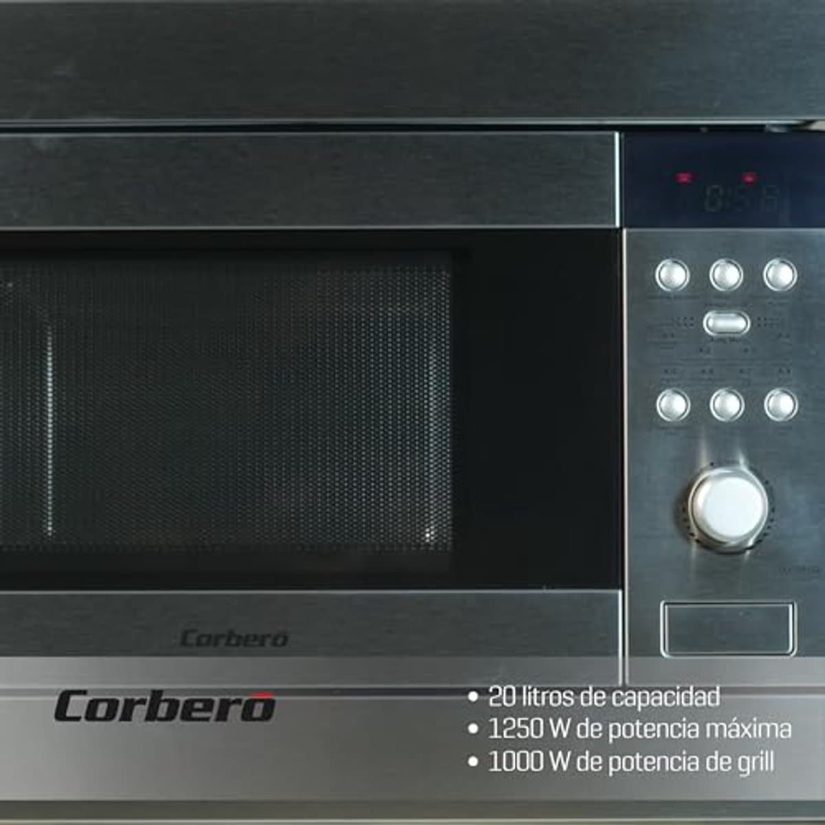 Inbouwmagnetron 20 liter RVS met Grill en Automenu - 800W — afbeelding 1