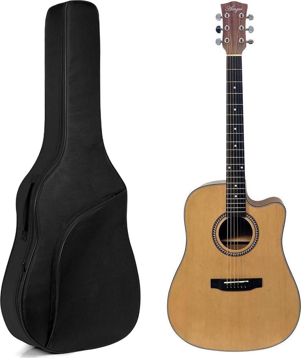Áengus Gitaartas Akoestische Gitaar – 40/41 Inch – Western Gitaarhoes met 7 mm Voering – Rugzak – Zwart — afbeelding 1