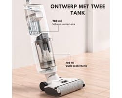 3-in-1 Nat-/Droogzuiger Met 18.000 Pa Zuigkracht - Stofzuiger - Dweil & Droogfunctie Met Dubbele Tank En Zelfreiniging Voor Alle Harde Vloeren