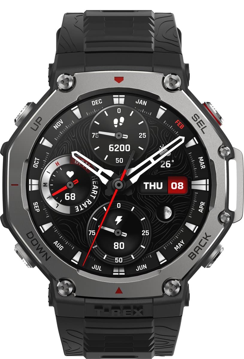 Amazfit T-Rex 3 3,81 cm (1,5") AMOLED 48,5 mm digitaal 480 x 480 pixels aanraakscherm zwart wifi en GPS — afbeelding 1