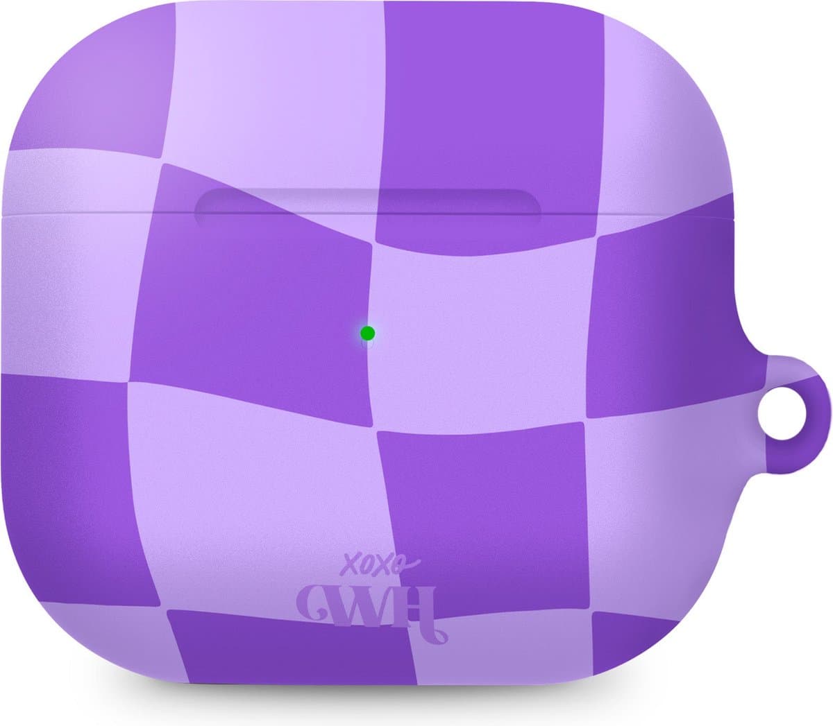 xoxo Wildhearts hoesje geschikt voor AirPods 4 - Violet Vibes - Ook als telefoonhoesje verkrijgbaar - schokbestendige case - koptelefoonhoesje - Matte afwerking - Beschermhoes met golvende blokjes - Golven - Paars — afbeelding 1