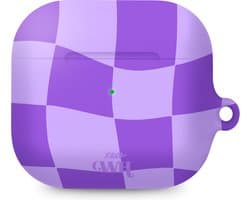 xoxo Wildhearts hoesje geschikt voor AirPods 4 - Violet Vibes - Ook als telefoonhoesje verkrijgbaar - schokbestendige case - koptelefoonhoesje - Matte afwerking - Beschermhoes met golvende blokjes - Golven - Paars