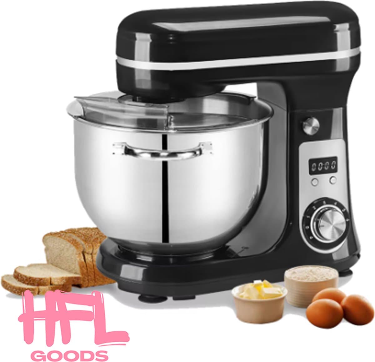 HFL Goods - Keukenmixer - Keukendeeg Kneeder Machine - 6 Liter - Zilver — afbeelding 1