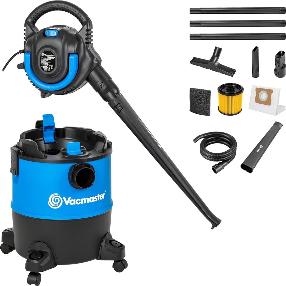 Vacmaster Nat- En Droog Stofzuiger - 23 Liter - 1200 Watt - Multifunctionele Stofzuiger Voor Thuis, Garage, Auto En Werkplaats - 2-in-1 Ook Te Gebruiken Als Bladblazer - Met Blaasfunctie - Bouwstofzuiger - Waterzuiger - VQ1220PFC-03 — afbeelding 1