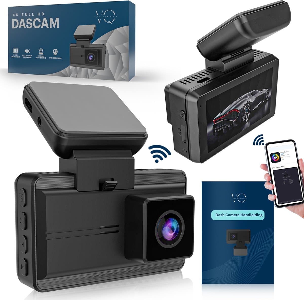 Vital Quality's XC005 Dual Dashcam Voor Auto - 4K Full HD - Met APP & GPS — afbeelding 1