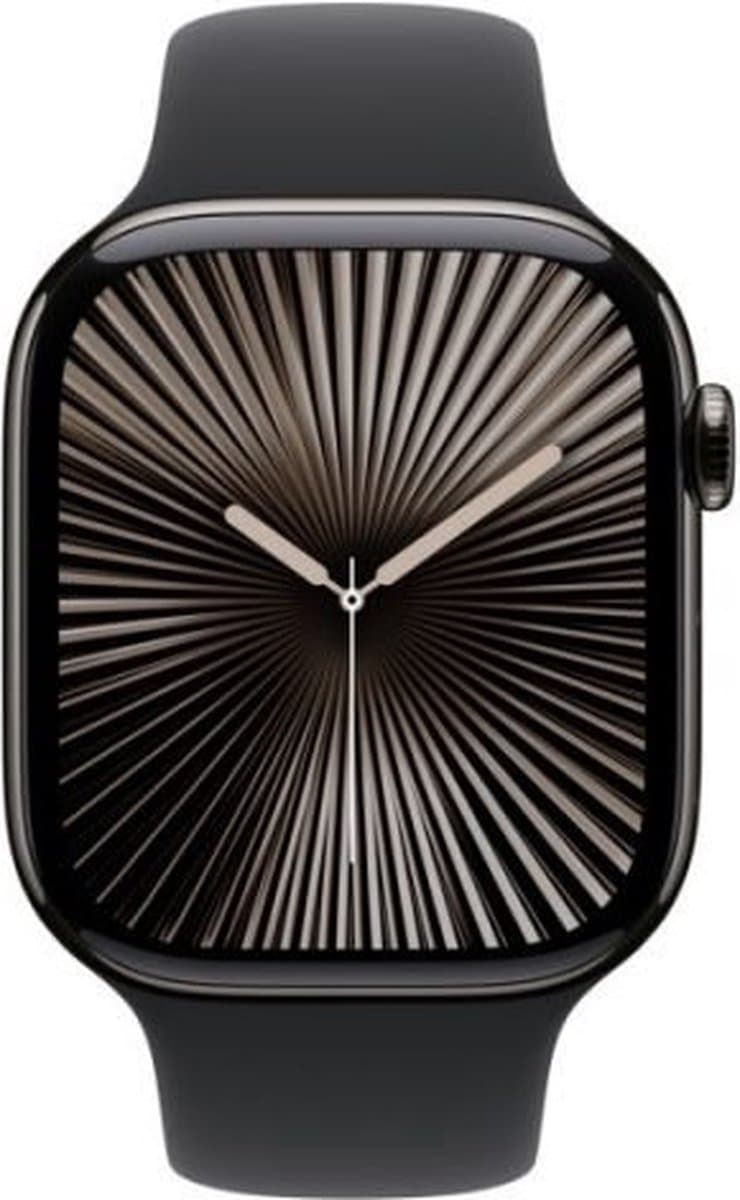 Apple Watch Series 10 - Wifi + 4G - 42mm - Slate Titanium Case met Zwart Sportbandje - M/L — afbeelding 1