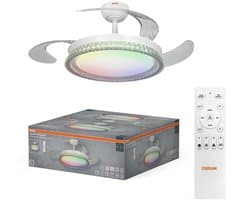 OSRAM led plafondventilator wit, 122 cm Ø, kleurtemperatuur instelbaar, 3000-6500 K, afstandsbediening, stil