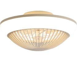 Plafondventilator Met LED Verlichting 38 cm - RGB Lamp Met Afstandsbediening, App Bediening, Stil Motor, Dimbaar Licht, Timer En 7 Transparante Bladen - Wit