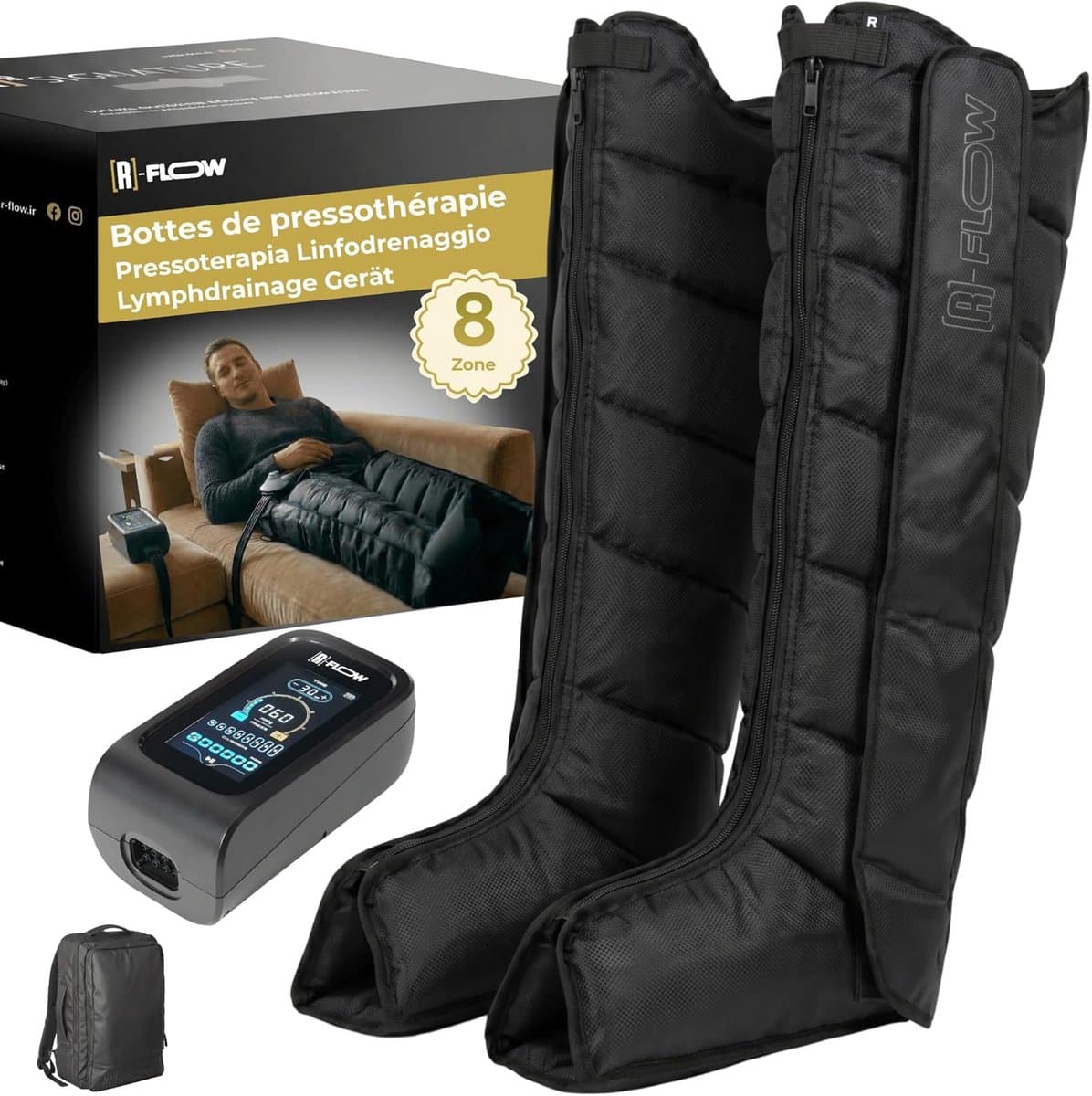 SnelShoppen - Beenmassageapparaat Draadloos 8 Zones | Pressotherapie voor Thuis | Lymphatic Drainage Massager | Vermindert Zware Benen en Vochtretenti — afbeelding 1