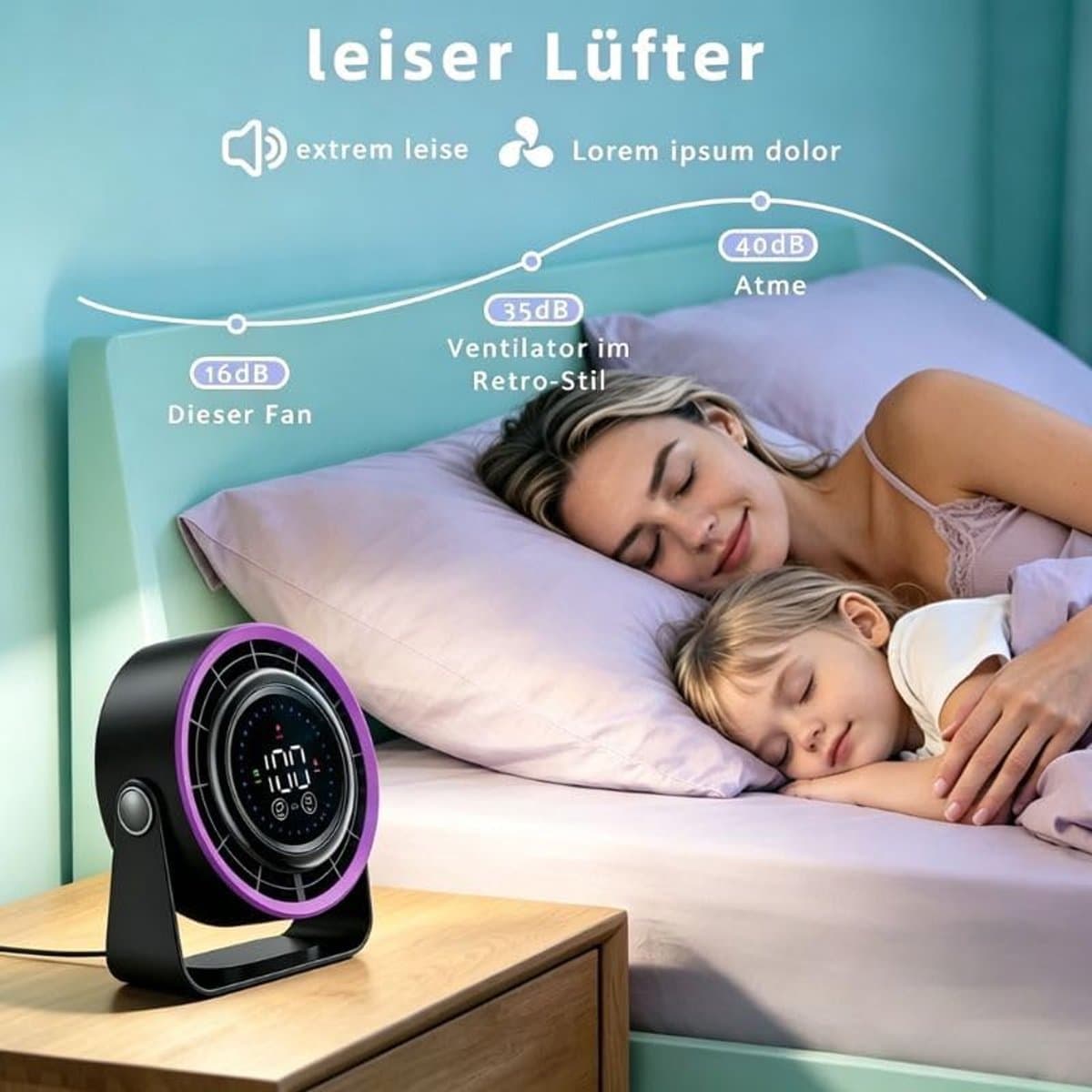 Nieuw voor 2026: Stille Turbo Tafelventilator, 3-in-1 met snelladen, tot 48 uur gebruiksduur, 180° draaibare Type-C ventilator voor kantoor en thuis — afbeelding 1