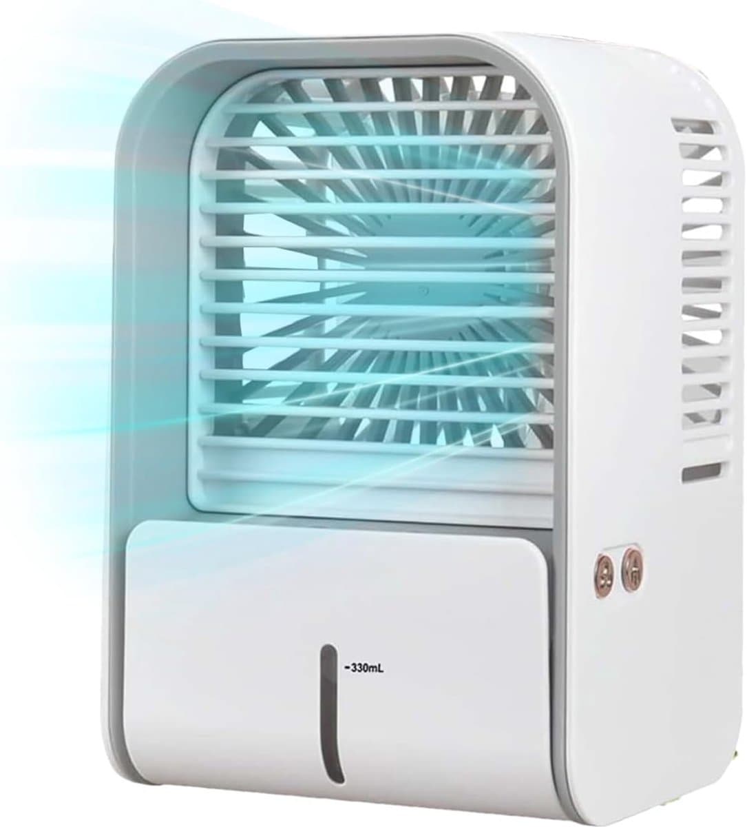 Bureauventilator met luchtcirculatie, Kleine stille bureauventilator, Compact en draagbaar, Voor slaapkamer, kantoor en bureau — afbeelding 1