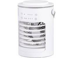 Draagbare 5-in-1 airconditioner met luchtbevochtiger, dubbele verneveling, ventilator met 4 snelheden, timer, LED-nachtlampje en USB-aansluiting (wit, 700L)