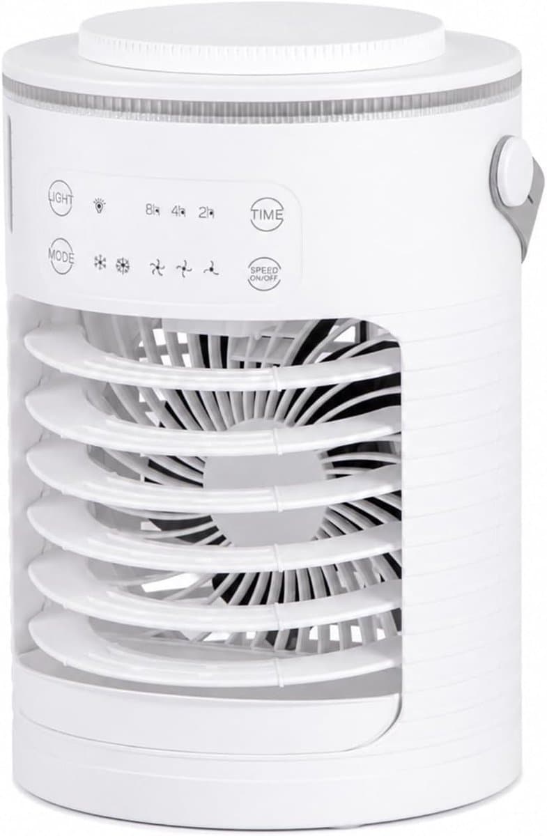 Draagbare 5-in-1 airconditioner met luchtbevochtiger, dubbele verneveling, ventilator met 4 snelheden, timer, LED-nachtlampje en USB-aansluiting (wit, 700L) — afbeelding 1