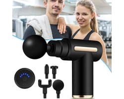 Mini Massagepistool - Handmassageapparaat Voor De Spieren - Diepweefselpercussiemassageapparaat - 4 Massagekoppen En 6 Snelheden