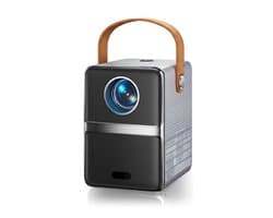NIVA® Mini Beamer - Officiële Miniprojector van Netflix - Slimme Projector - Zilvergrijs - 8cm x 11cm x 18cm
