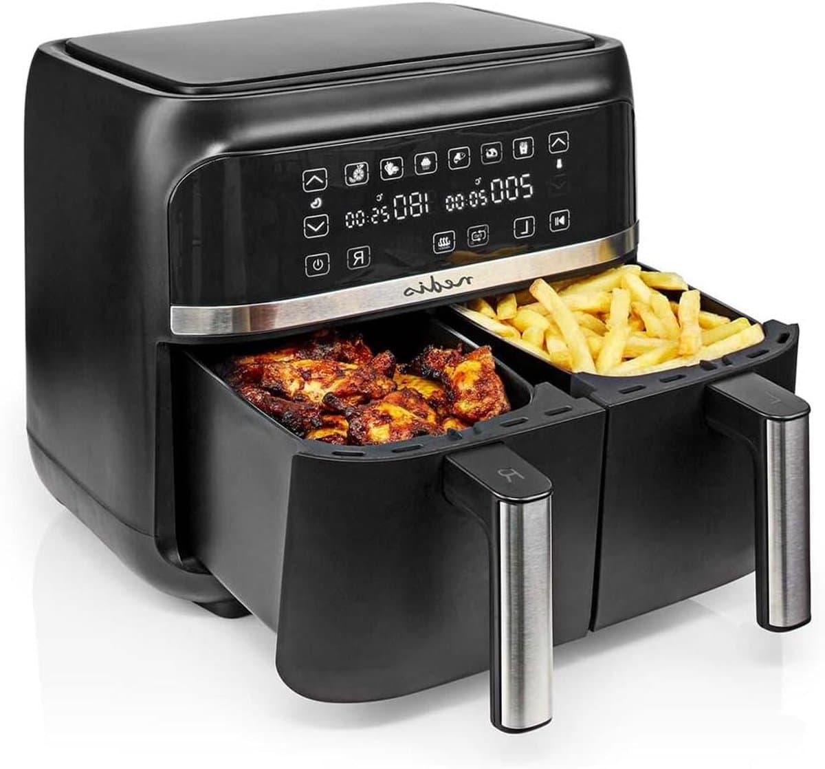 Heteluchtfriteuse Dubbel - Airfryer Duo - Gezond Koken - Twee Manden SYNC - 7.6 Liter - Zwart — afbeelding 1