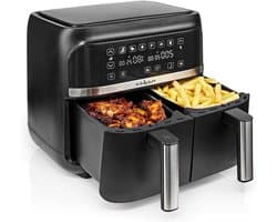 Heteluchtfriteuse Dubbel - Airfryer Duo - Gezond Koken - Twee Manden SYNC - 7.6 Liter - Zwart