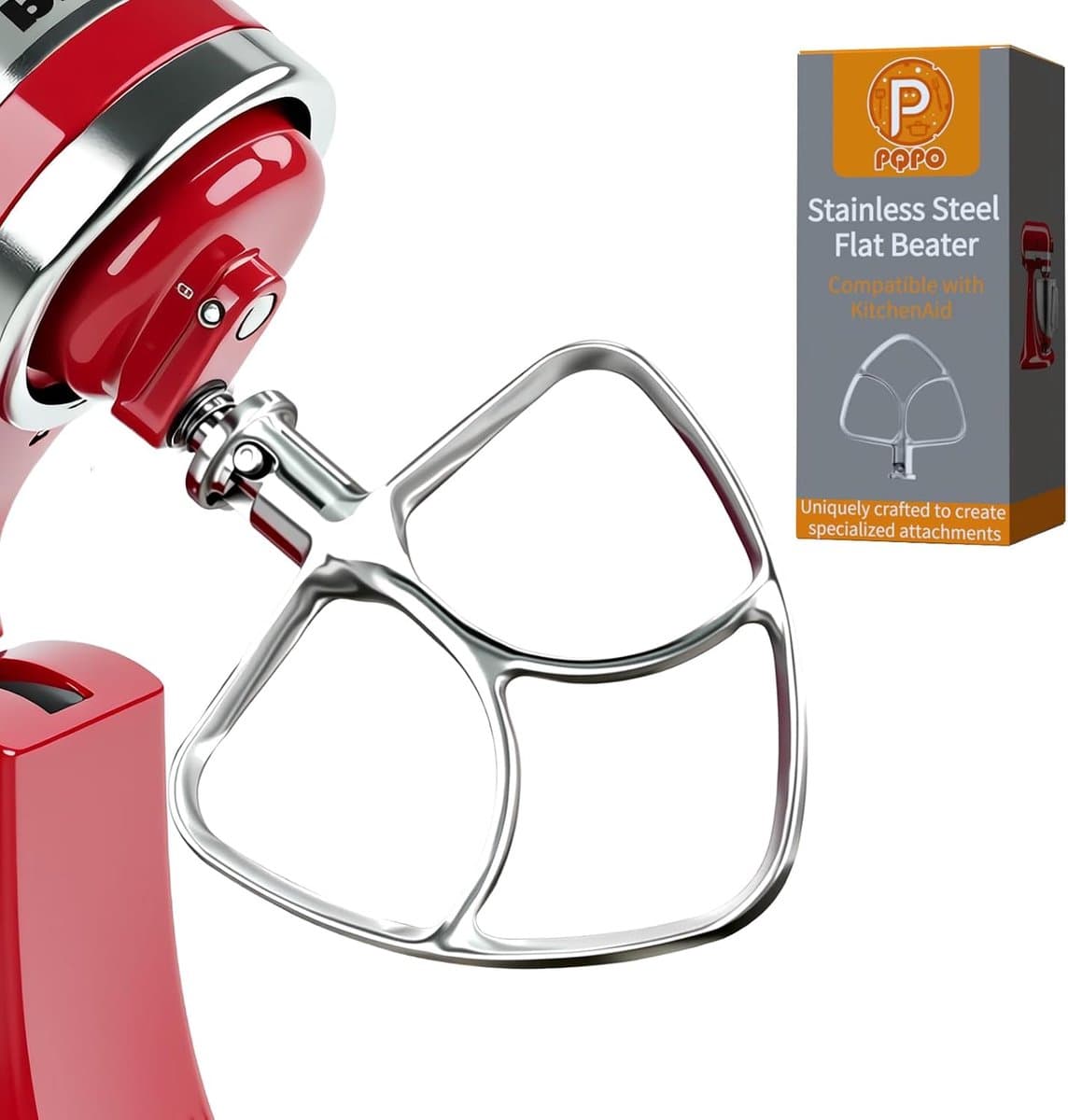 SnelShoppen - RVS Deeghaak en Platte Klopper - Geschikt voor Keuken Mixer 4.5-5QT - Duurzaam en Universieel - Perfect voor Bakken en Koken — afbeelding 1