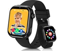 FOSMET 4G Smartwatch Kinderen - 2026 - GPS Horloge Kind met Telefoonfunctie - 1,83 Inch - SOS Knop & Videobellen - Dubbele Camera 3 MP - 1000mAh - Voor 4-12 Jaar - Voor Jongens en Meisjes - Android & iOS - Zwart