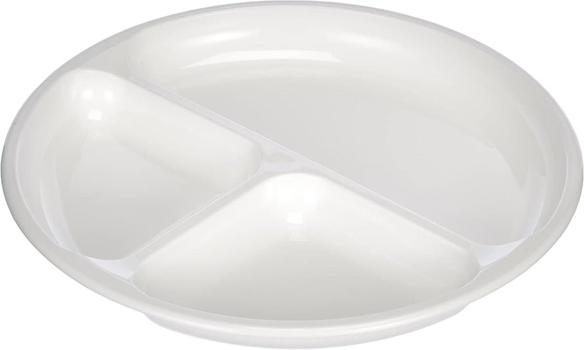 Magnetron bord - Maaltijd bord - Eten opwarmen - Drie vakken - 25 cm diameter - Wit — afbeelding 1