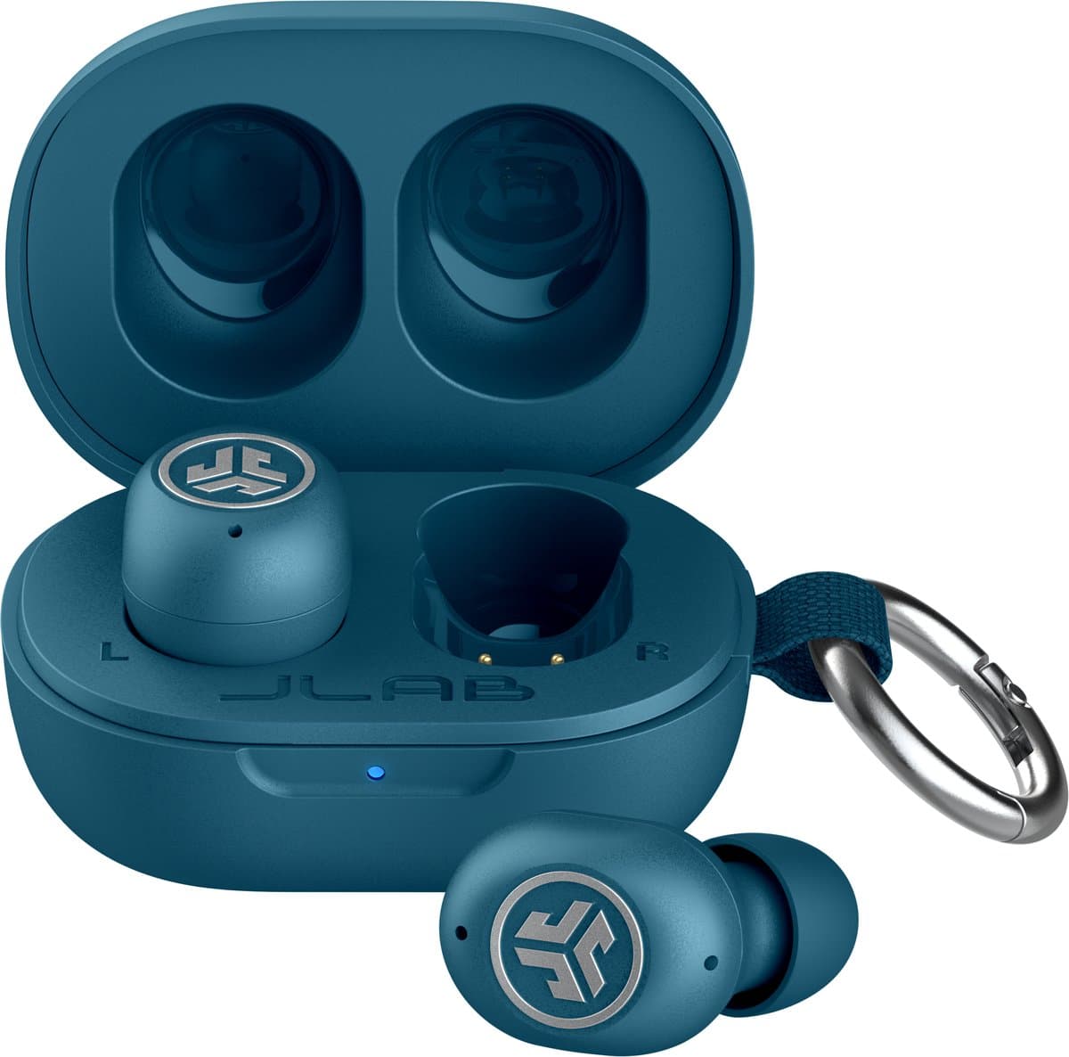 JLab JBuds Mini ANC Draadloze Oordopjes - Active Noise Cancelling Oortjes Draadloos - 25 uur Batterijduur - Apple Find My - Bluetooth Multipoint - Met Microfoon - Geschikt voor Android en Apple - Donkerblauw — afbeelding 1