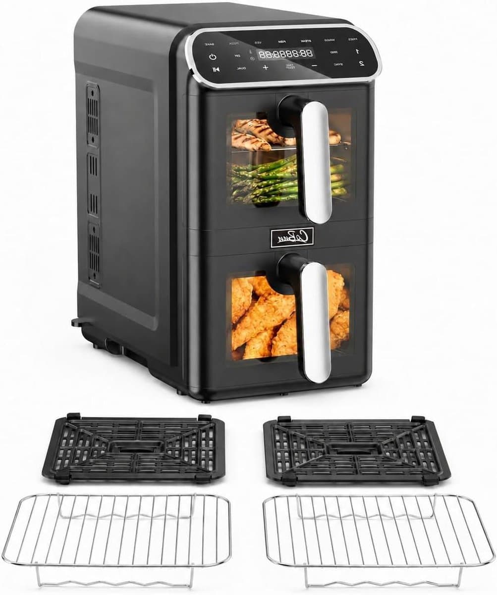 Heteluchtfriteuse - Airfryer Dubbele Kamer - Gezond Koken - Twee Kamers - 11 Liter - Zwart — afbeelding 1