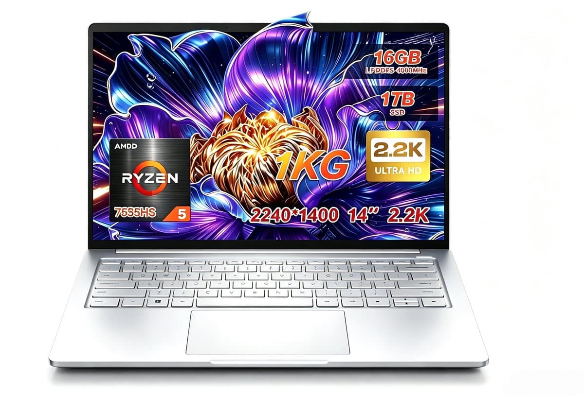 14 Inch Laptop S14 - AMD Ryzen 5 7535HS - 2240×1400 2,2K IPS‑scherm - 16GB LPDDR5‑512 NVMe SSD - Windows 11 - Blauwgrijs — afbeelding 1