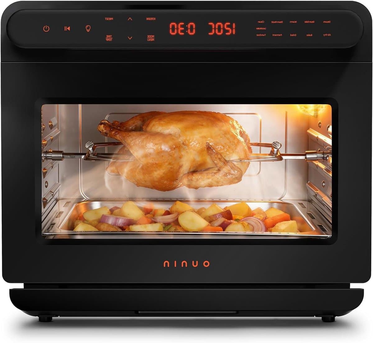 Multifunctionele Oven - Heteluchtfriteuse Mini-oven - Gezond Koken - 8-in-1 Stoomfunctie - 12 Liter - Zwart — afbeelding 1