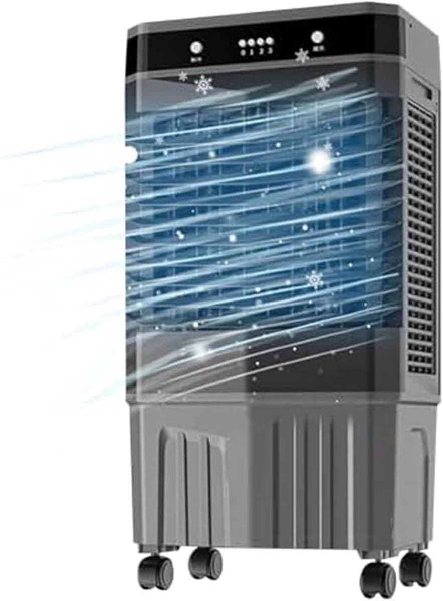 Verdampingsluchtkoeler - Mobiele Airco Ventilator - Ruimtes Koelen - Grote Watertank - 50L 100cm - Wit — afbeelding 1